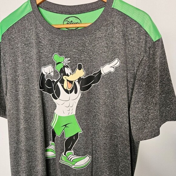 Disney Goofy Weightlifting Size 2XL 50/52 Bodybuilder T-Shirt Short Sleeve Gray - Picture 2 of 7